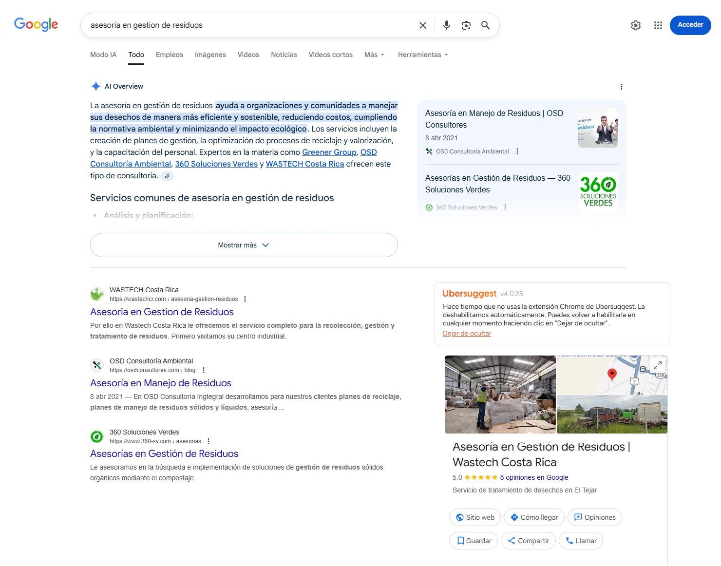 ejemplo posicionamiento web cr