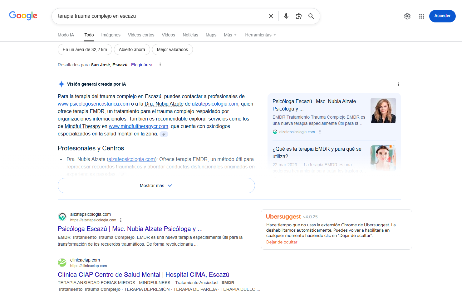 Trauma Complejo Escazu caso exito seo local
